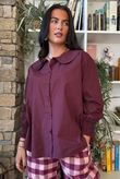 Paloma Tela Peter Pan Blouse Aubergine